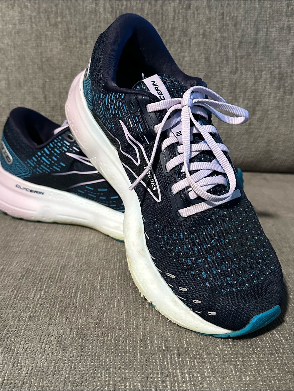 Brooks Glycerin 20 Road Running Shoes Peacoat Ocean Blue Lilac Women's 8.5